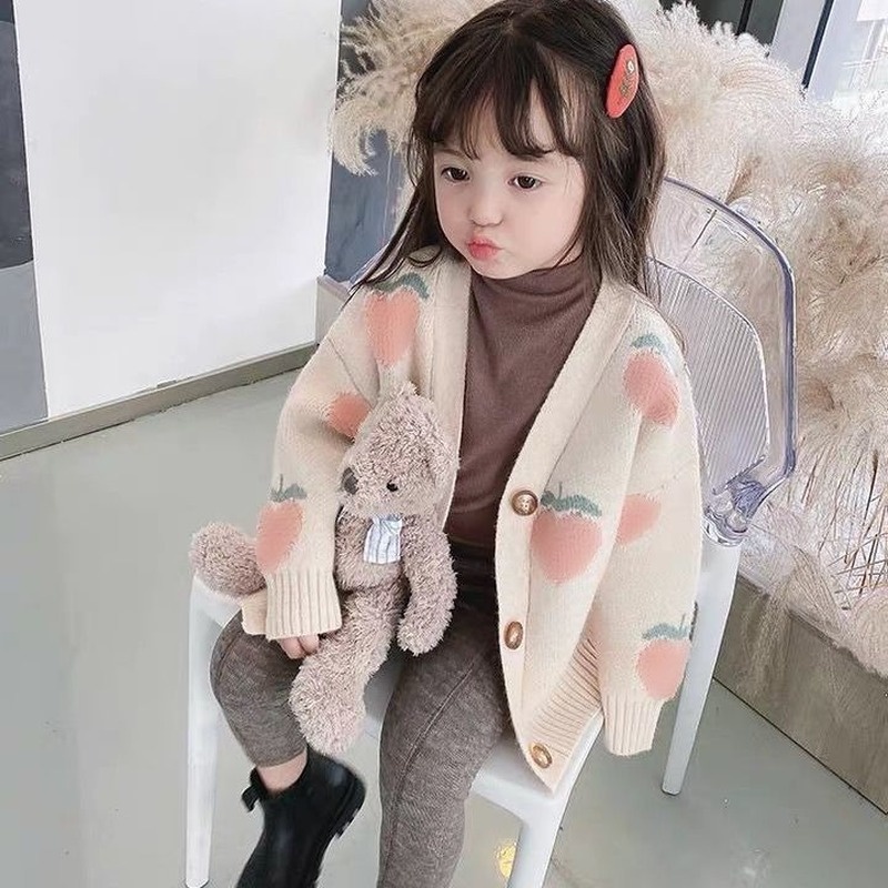 Áo Khoác Cardigan Cổ Chữ V Thiết Kế Mới Thời Trang Mùa Xuân Thu Dành Cho Bé Gái