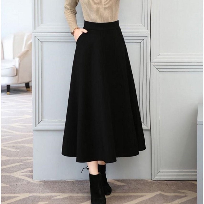 Chân váy dài tự rủ 2 túi bên