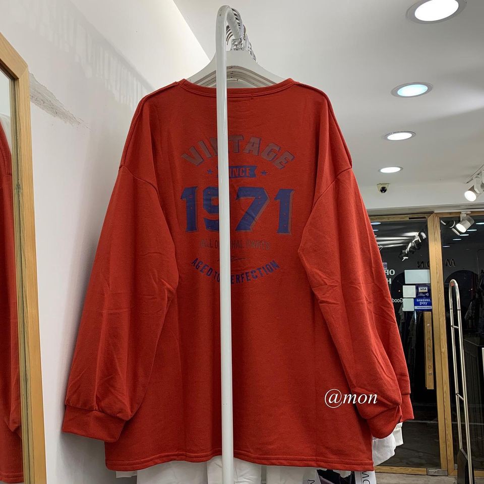 201042 Áo sweater nỉ da cá 1971 - áo nỉ ulzzang nữ freesize | BigBuy360 - bigbuy360.vn