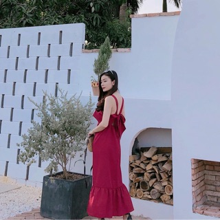 Đầm maxi bèo nơ lưng sale 150k