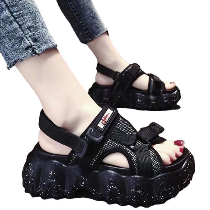 GIÀY ULZZANG, GIÀY SANDAL ĐẾ BÁNH MÌ PHỐI LƯỚI