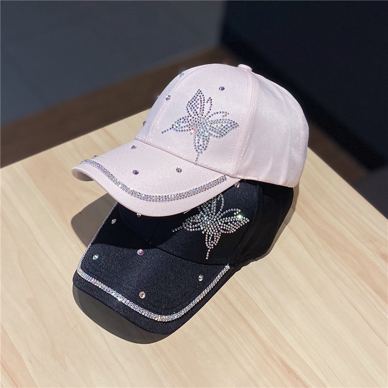 Mũ lưỡi trai bóng chày đính đá phong cách thường ngày cho nữ