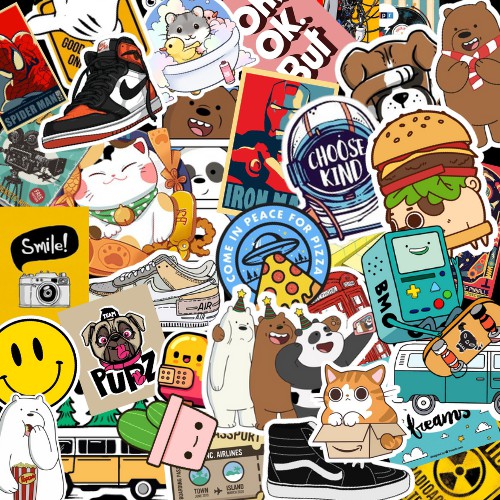 Combo Sticker (decal) dán hình siêu ngộ lẫn cool ngầu Unisex (ngẫu nhiên - không chọn hinh