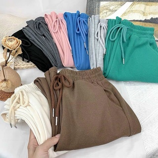 Quần jogger nữ chất tổ ong quần jogger ống rộng bo gấu dày dặn phong cách Ulzzang AB14