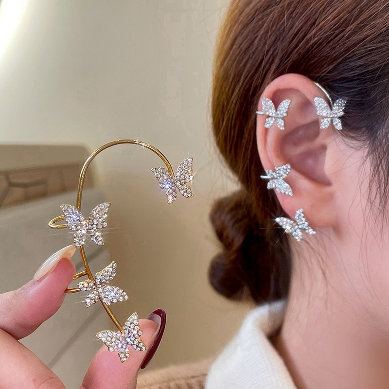 Khuyên kẹp vành tai GMAI hình bướm đính đá zircon long lanh thời trang cho nữ