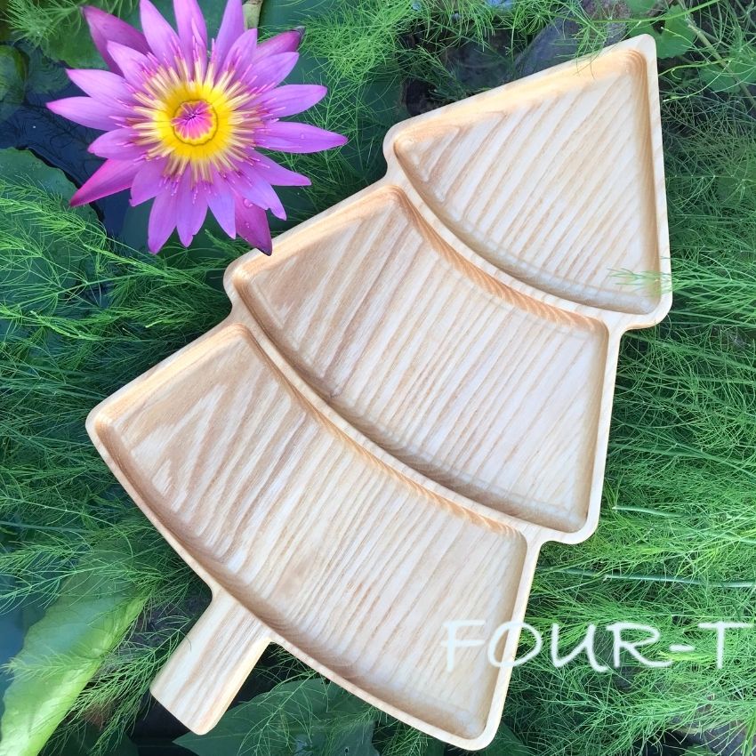 Khay Gỗ Decor Đựng Đồ Ăn Thớt Gỗ Trang Trí Hình Cây Thông Đựng Bánh Mứt Đẹp Dai Bền, Four-T Shop