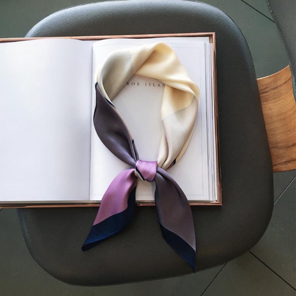 Khăn Choàng Cổ Hình Vuông Cỡ Nhỏ In Họa Tiết Màu Xanh Dương/Hồng/Xám Thời Trang Cho Nữ