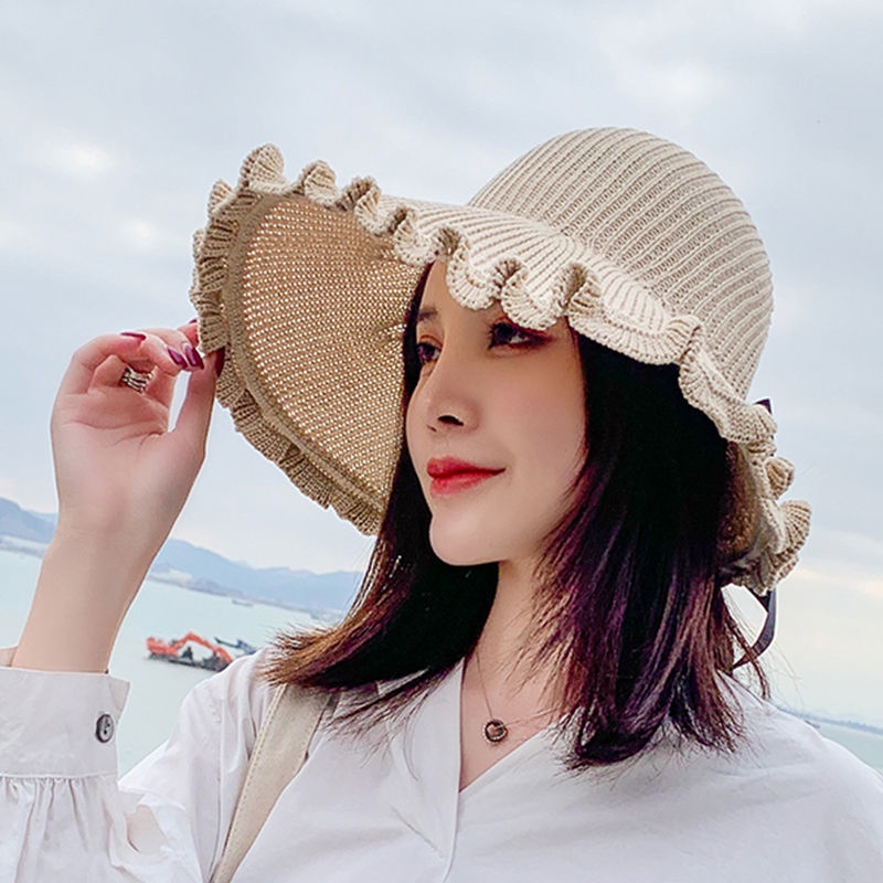 Mũ Nữ Vành Rộng Chống Nắng Hở Đầu Gân Tăm L2140