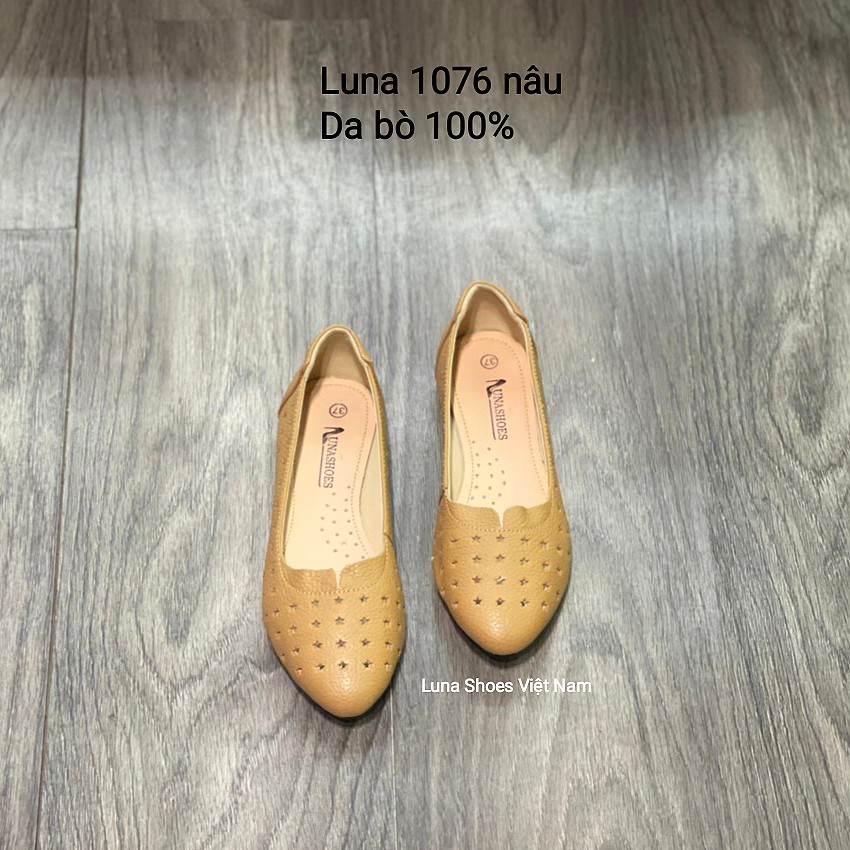 Giày búp bê nữ mũi tròn da bò Lunashoes 1076 giầy đế bệt cao cấp nhiều màu (BH 24TH) êm chân dễ đi dễ phối đồ