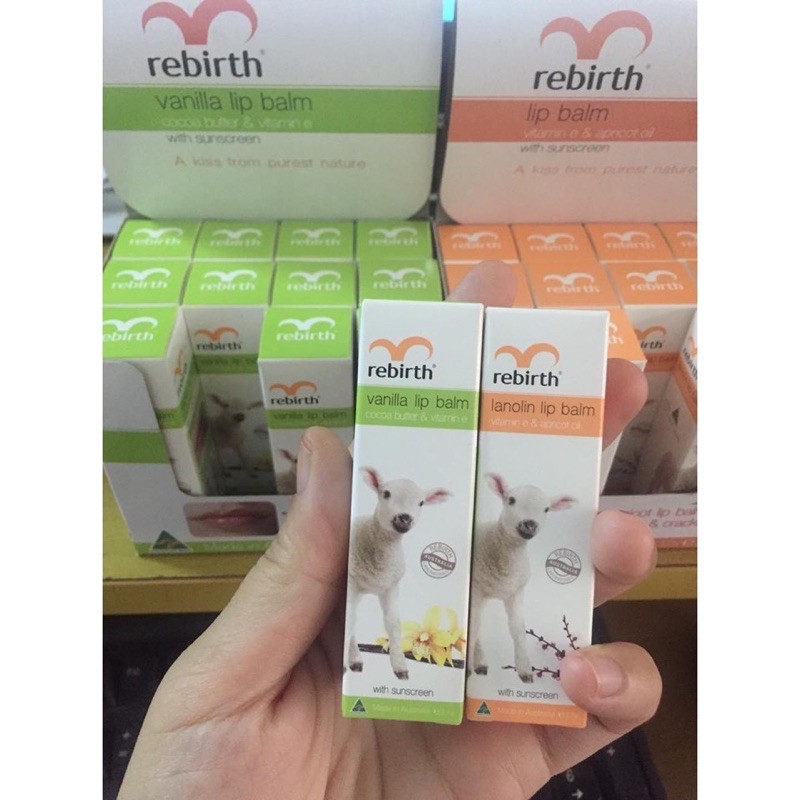 Son dưỡng nhau thai cừu Rebirth Vanilla và Lanolin