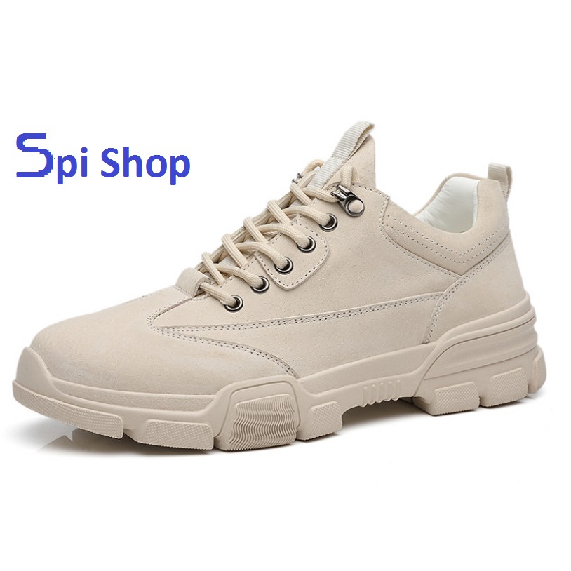 Giày thể thao nam,Giày sneaker nam A042 màu be da lộn dáng đẹp