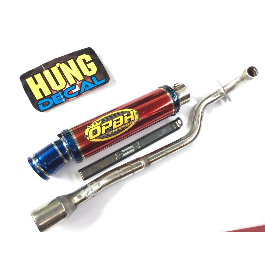 Bộ pô OBPH ĐỎ FULL CỔ INOX THẲNG WAVE, SI, CUP, DREAM, EXCITER, WINER, SONIC, RAIDER FI, SATRIA, GSX