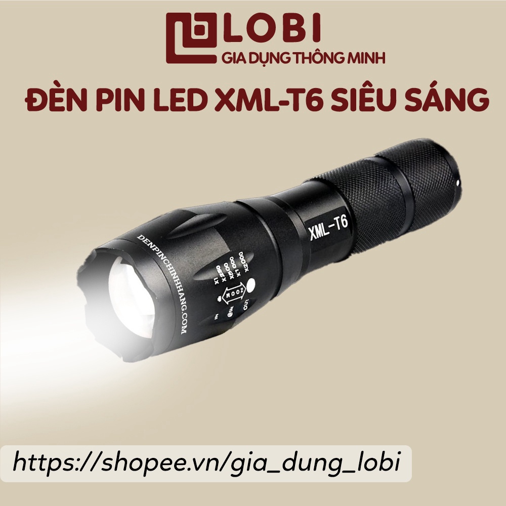 Đèn pin led siêu sáng XML T6 police bin mini cầm tay chống nước chiếu xa sạc điện