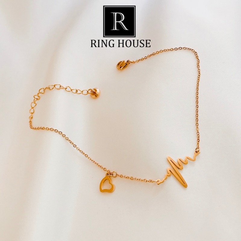 (Titan) Lắc Chân Nữ Titan Nhịp Tim Vàng Đẹp Ring House