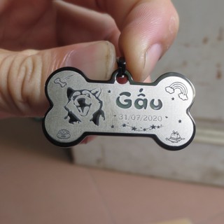 Thẻ tên thú cưng Chó, mèo Hình Xương (inox) nhiều màu sắc Có Tặng kèm chuông