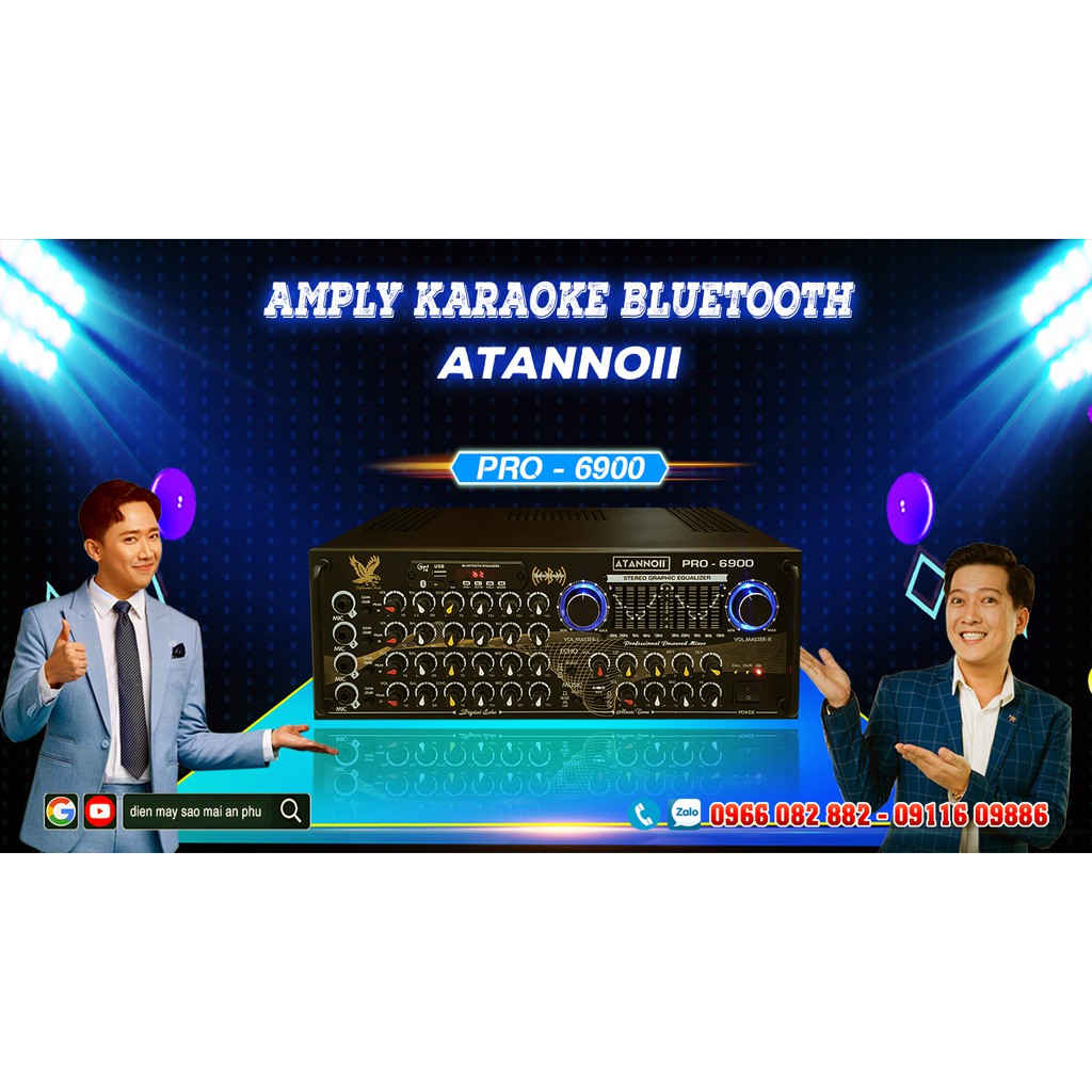 Ampli Bluetooth Usb ATANNOII PRO-6900 tích hợp dàn Equalizer, Amply Karaoke 12 sò toshiba japan công suất lớn