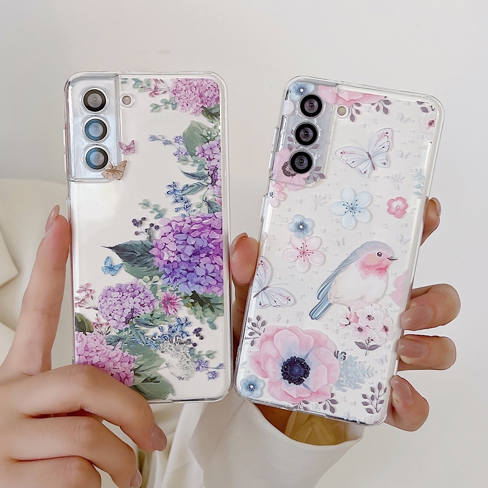 Ốp Điện Thoại Mềm Họa Tiết Hoa Và Chim Cho Samsung Galaxy S22 S21 S20 Plus Ultra S20FE Note20 Note10 Note9