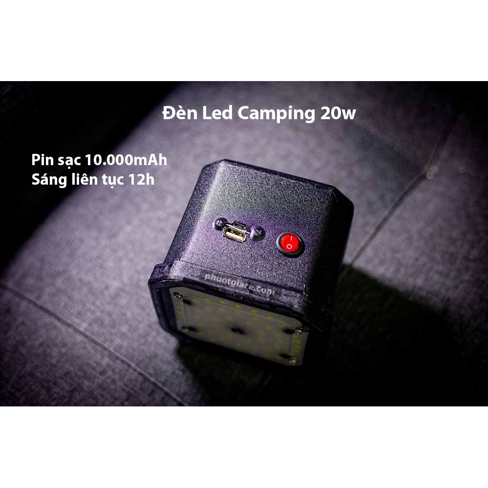 Đèn Led Camping 20w pin sạc 10.000mhA