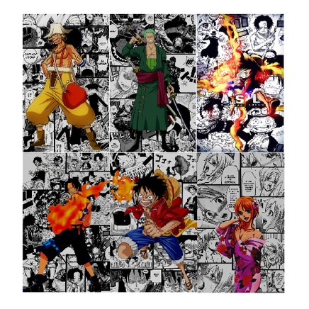 Set 12 Tấm Wallpaper Băng Mũ Rơm One Piece - Anime Posters | Wall Collage - Cán bảo vệ - Có Keo Dán