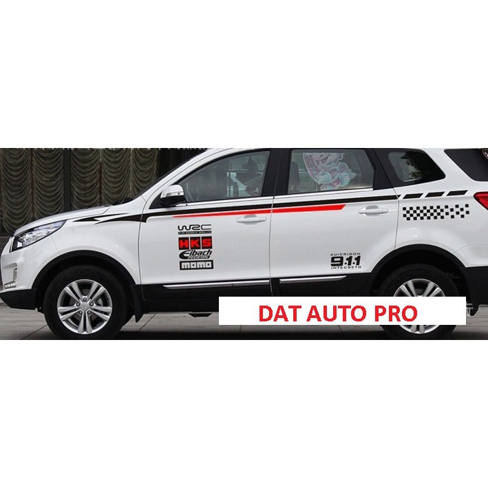 Tem Dán Thân xe oto WRC 911 Đen Đỏ siêu hot