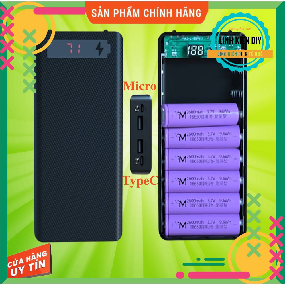 Box sạc dự phòng 8 cell 18650 LCD hiển thị bảo vệ chống ngược cực(Không pin)