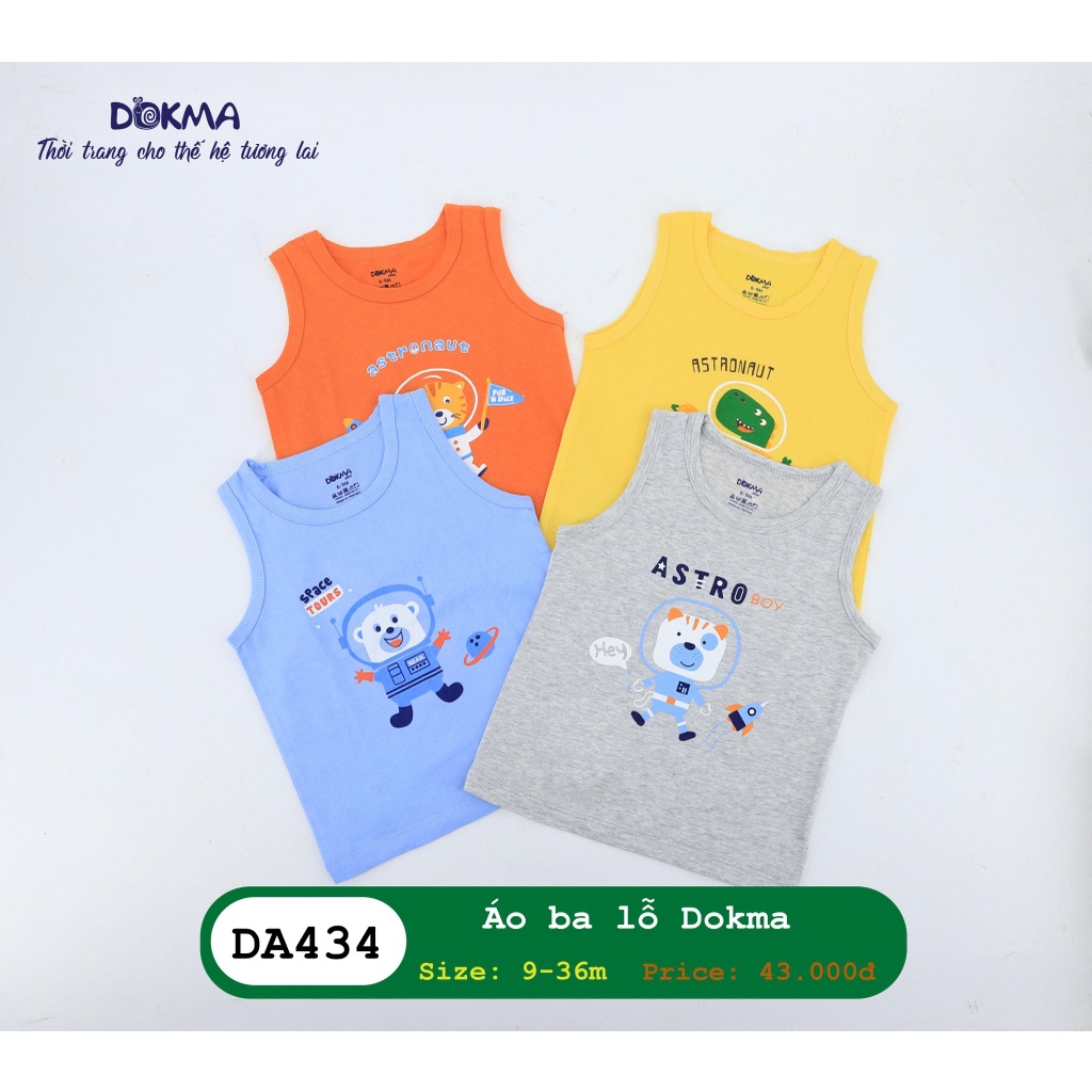 Áo ba lỗ Dokma chất cotton cho bé trai từ 6 - 36M