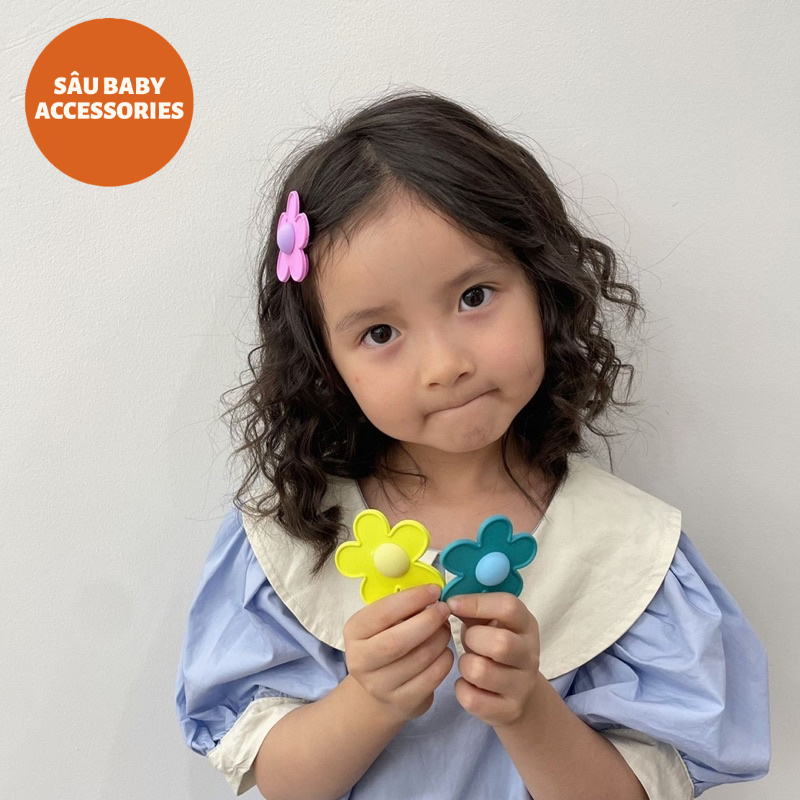 Kẹp tóc hình bông hoa nhựa ngọt ngào phong cách Hàn Quốc cho bé