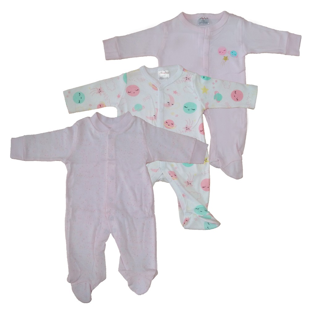 Set 3 body liền tất cotton Little Duck bé gái