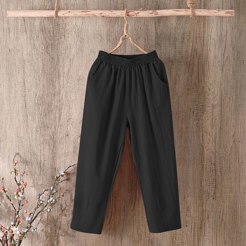 Jiashucheng Quần Cotton Lanh Mỏng Dáng Rộng Dài Đến Mắt Cá Chân Phong Cách Hàn Quốc Dễ Phối Đồ Thời Trang Mùa Hè Cho Nữ