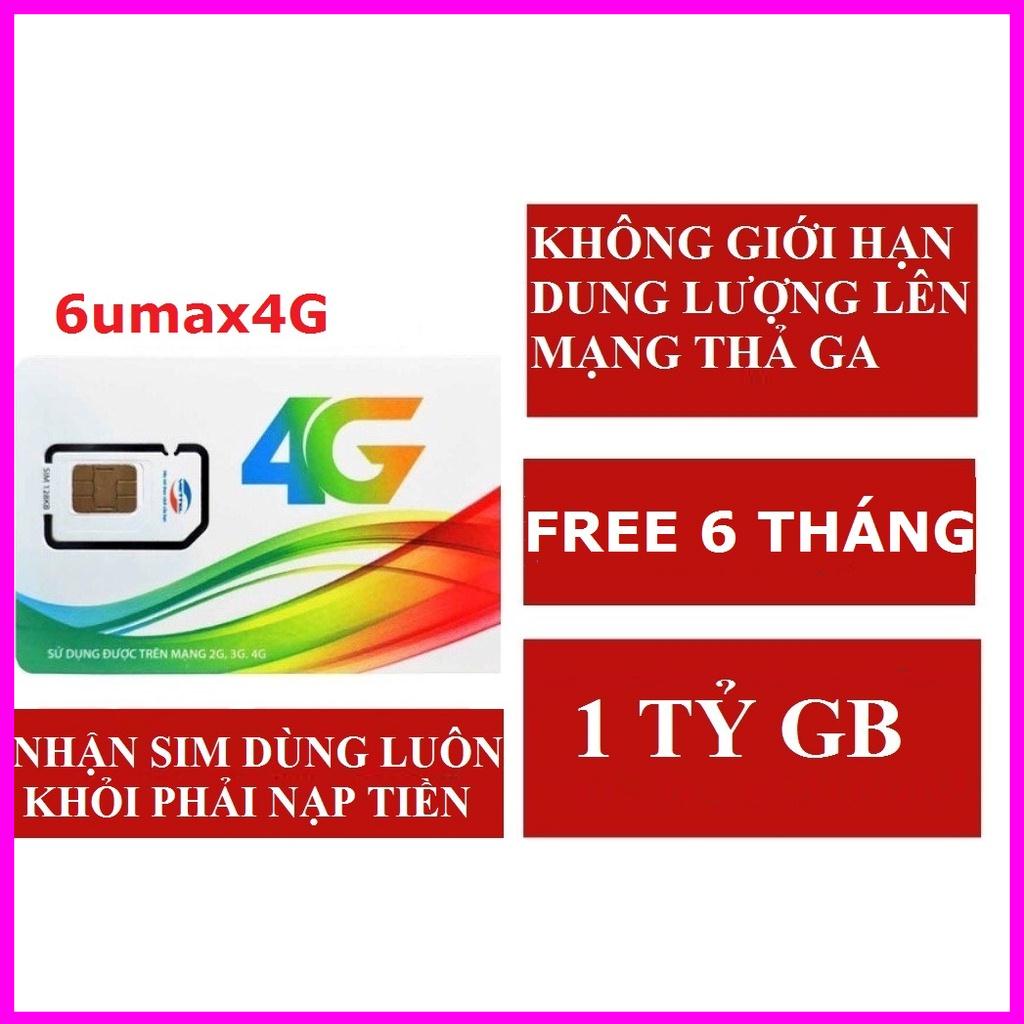 SIM 4G 1 NĂM SIM VIETTEL UMAX50N/ 6UMAX4G FREE 6 THÁNG KHÔNG GIỚI HẠN LƯU LƯỢNG DATA 50K /THÁNG hottt 1*