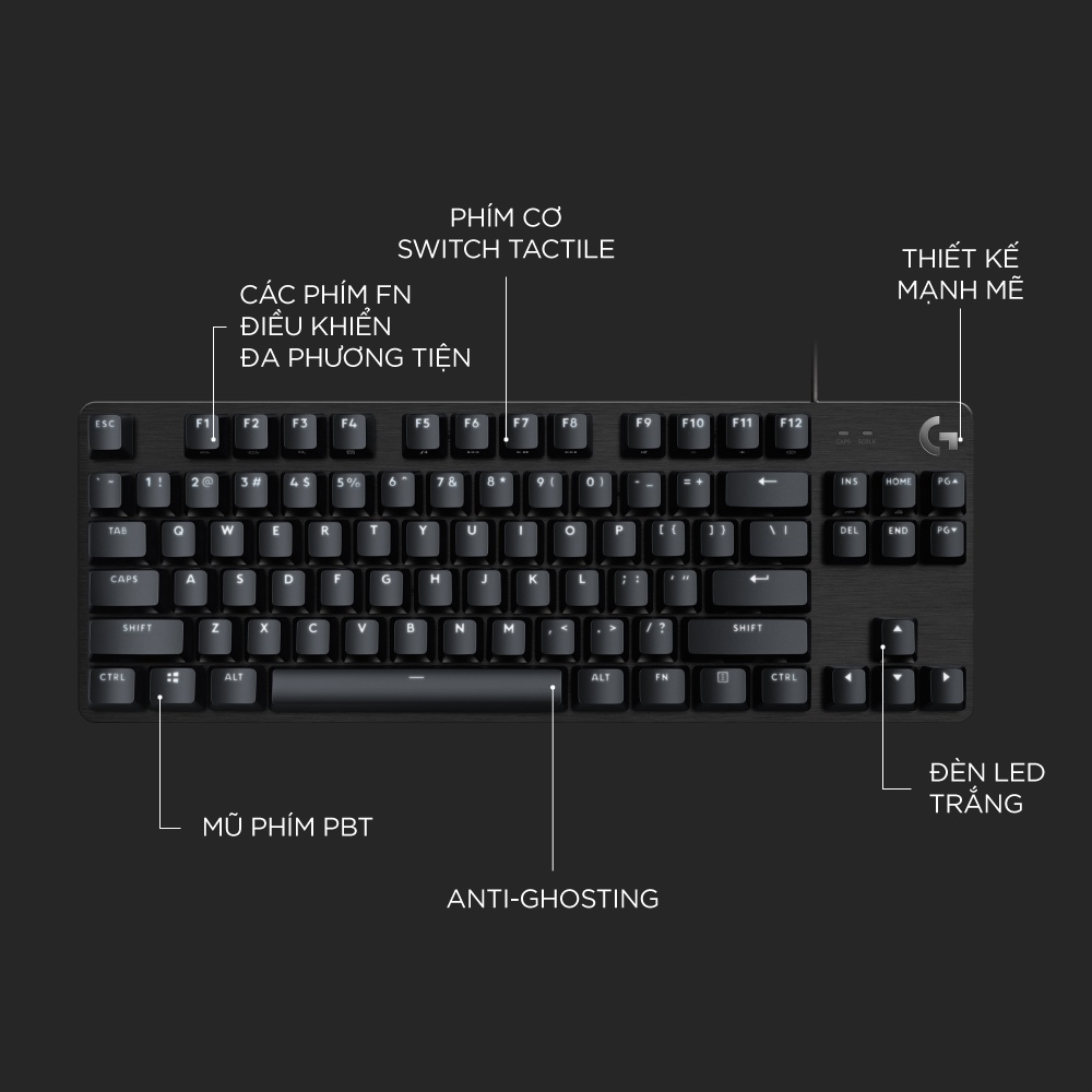 [ELLOGI3 giảm 10%] Bàn phím cơ game Logitech G413 TKL SE | G413 SE Full size – Keycap PBT, Anti-Ghosting