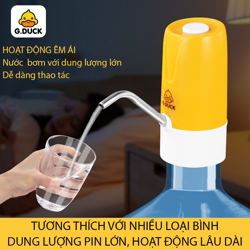 Máy Vòi Bơm Nước Tự Động Bình Đóng Chai Mini Sạc Điện USB Tiện Lợi Cầm Tay Thương Hiệu G.Duck Kids