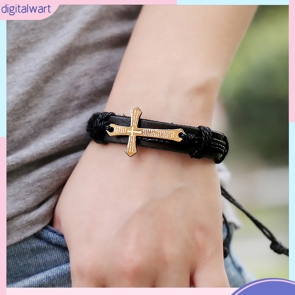Dgggg Dgg✌❤ Vòng Tay Giả Da Mặt Thánh Giá Phong Cách Retro