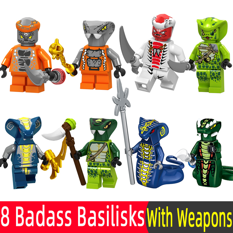 11 cái / bộ Lego Ninjago Snake Minifigures Skales Acidicus Pythor Chokun Ninja Phim Series Xây dựng Khối Đồ chơi cho trẻ em