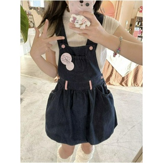 Oniii Cô Gái Nhật Bản Ngọt Ngào Dễ Thương Retro Cao Cấp Mùa Hè Phong Cách Mới Dây Đeo Denim Hoa Bud Lông Tơ Đầm Nữ