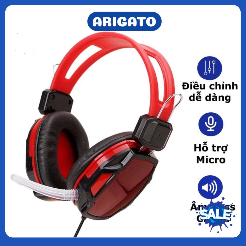 Tai Nghe Chụp Tai Chuyên Chơi Game Quinlian Arigato A6 jack 3.5 Acer Led G606 7.1 Có Micro dùng cho máy tính laptop PC
