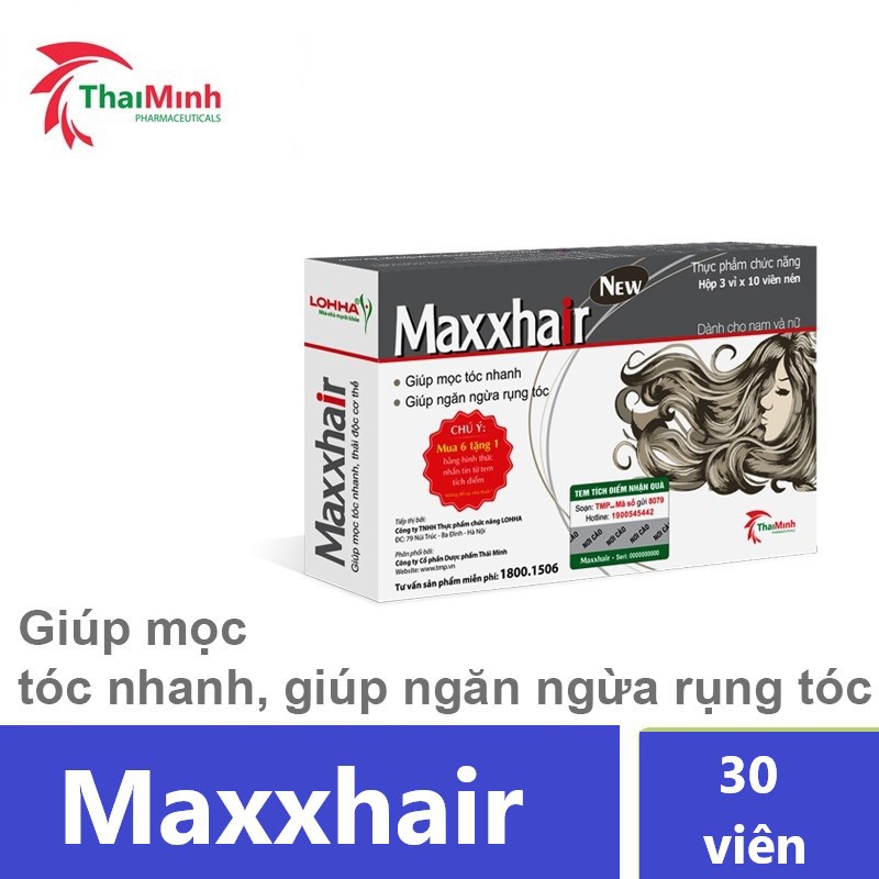 Maxxhair New Ngăn rụng tóc, giúp tóc mọc nhanh  Hộp 30 viên