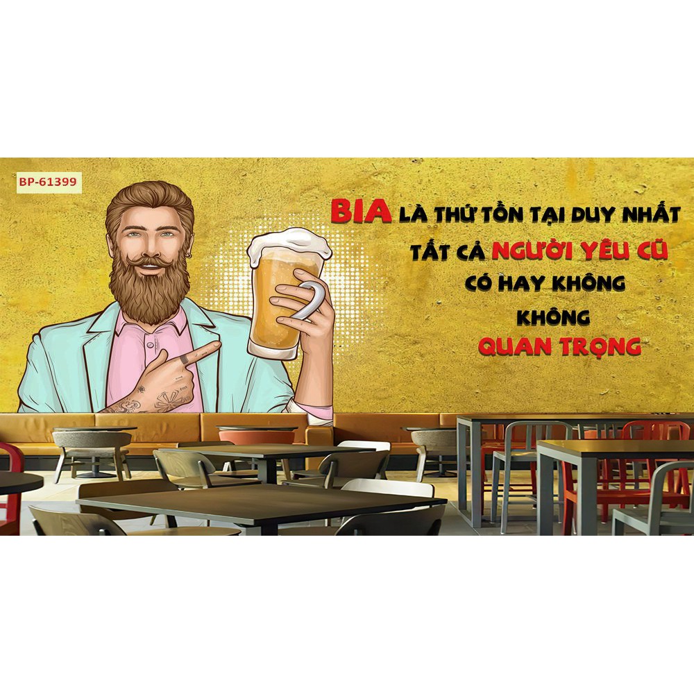 Tranh quán bia độc đáo in vải lụa 3D cao cấp giá rẻ dễ thi công-61399