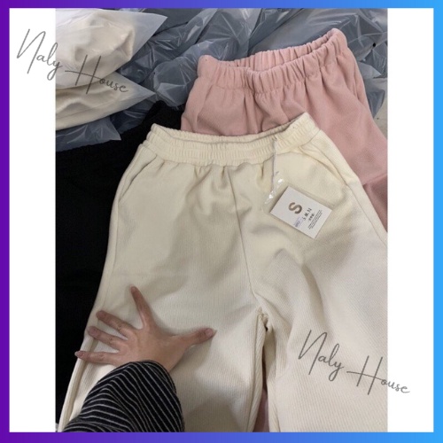 Quần Baggy Nhung size S M L XL  Màu Đen, Be, Xanh, Hồng Hàng Loại 1