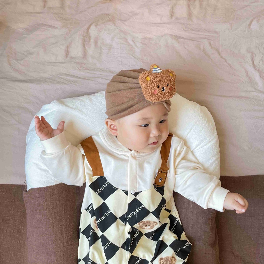 Bộ Áo Liền Quần Tay Dài In Hình Gấu Hoạt Hình Phong Cách Anh Quốc Thời Trang Mùa Thu Cho Bé Trai 0-18 Tháng Tuổi