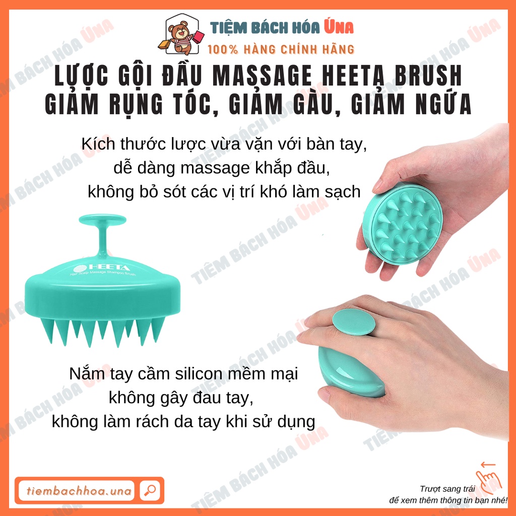 Lược gội đầu massage HEETA giảm rụng tóc, giảm gàu, giảm ngứa bản thường hàng Mỹ