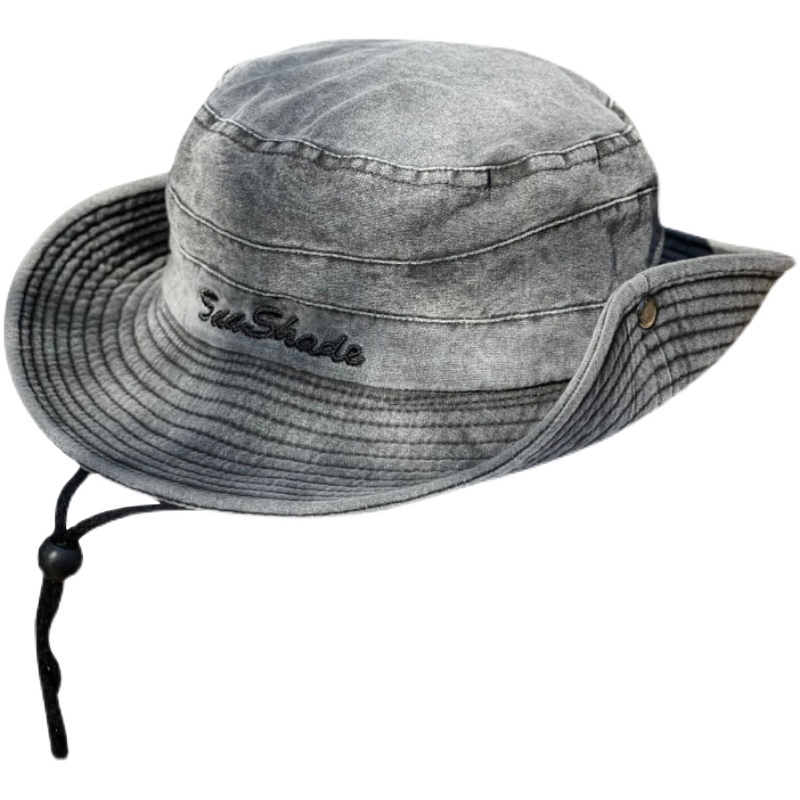 Nón Tai Bèo Cao Bồi Thêu Chữ Che Mặt Chống Tia Uv Cho Nam Nữ