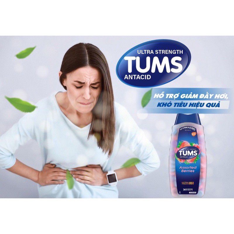 Kẹo nhai hỗ trợ giảm đau bao tử, dạ dày, khó tiêu, ợ nóng Tums antacid