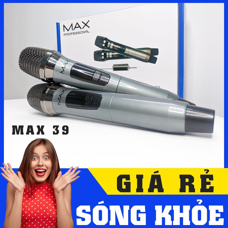 [Siêu hot] Combo 2 Micro đa năng không dây MAX 39 hát karaoke gia đình cực hay trang bị màn hình LCD hiển thị tần số