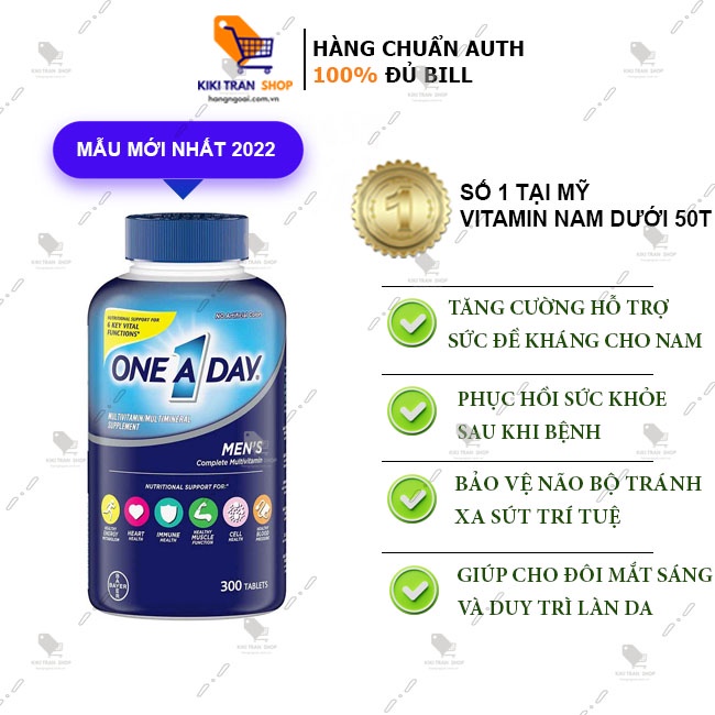 One A Day Men's dưới 50 tuổi, bổ sung vitamin tổng hợp và khoáng chất dành cho Nam hộp 300 viên, chính hãng của Mỹ