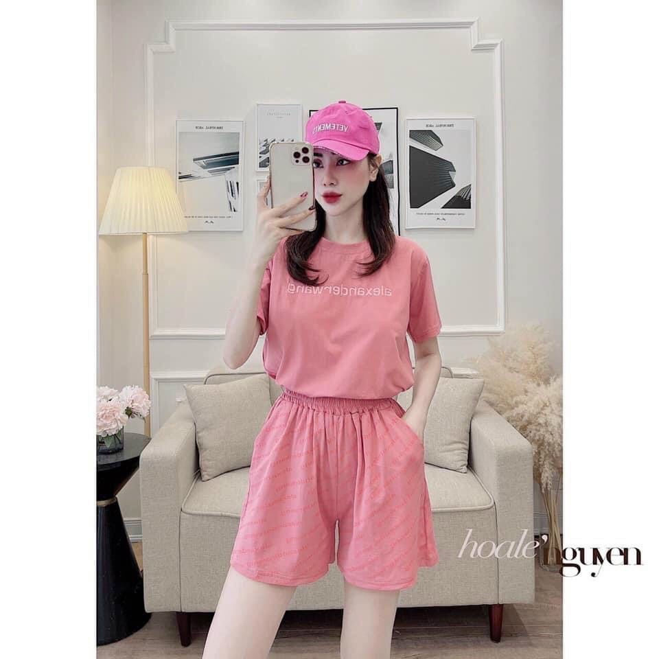 Bộ đồ nữ mặc nhà thể thao WANG ba màu basic siêu đẹp bộ đồ áo thun kèm quần short đùi thun mặc nhà