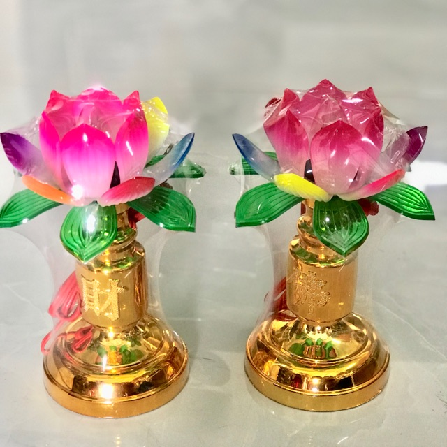 Đèn bàn thờ cúng hoa sen 1 cặp