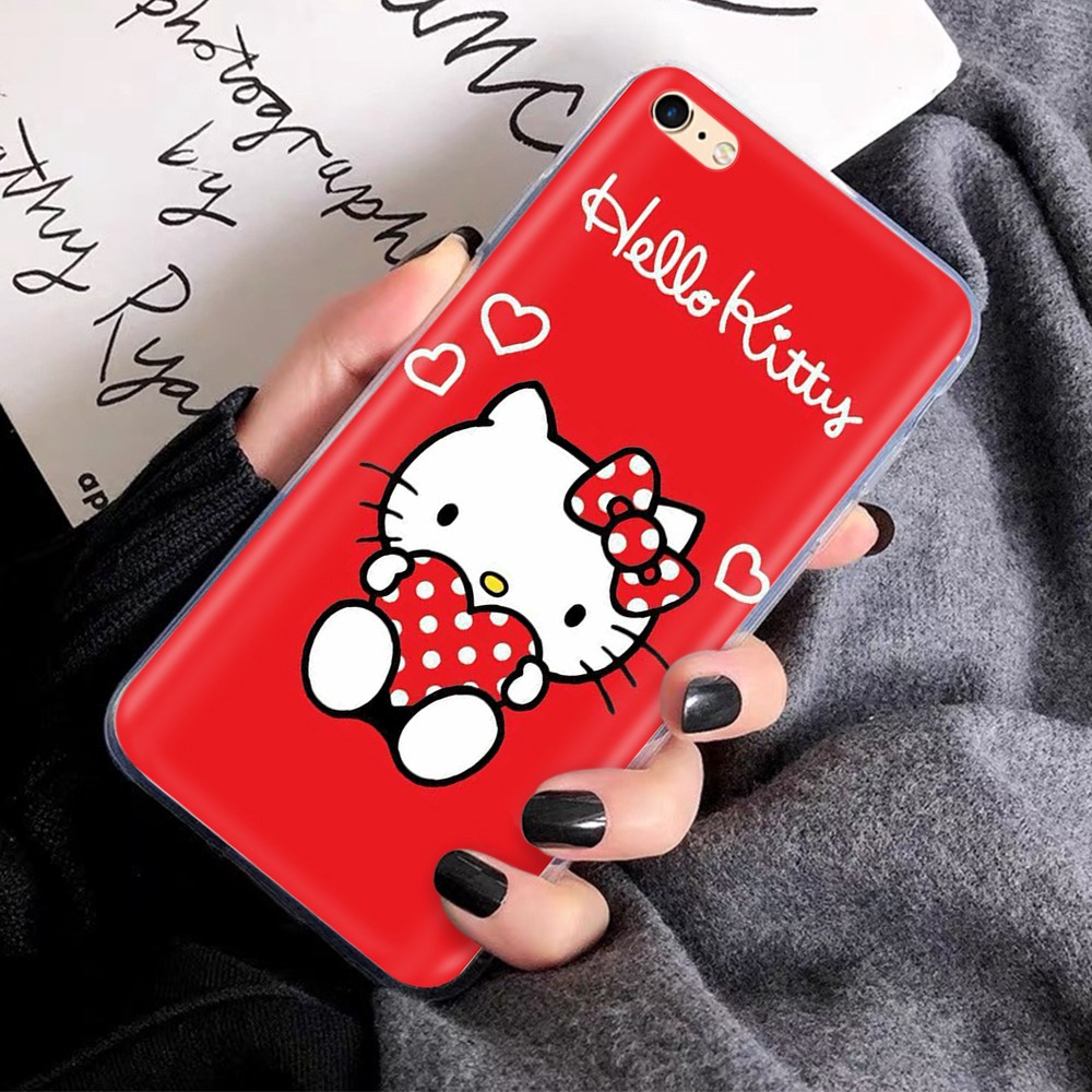 Ốp điện thoại mềm trong suốt in hình Hello Kitty dễ thương 81GT cho iPhone 8 7 6s 6 plus 5 5S SE 5C 4 4s