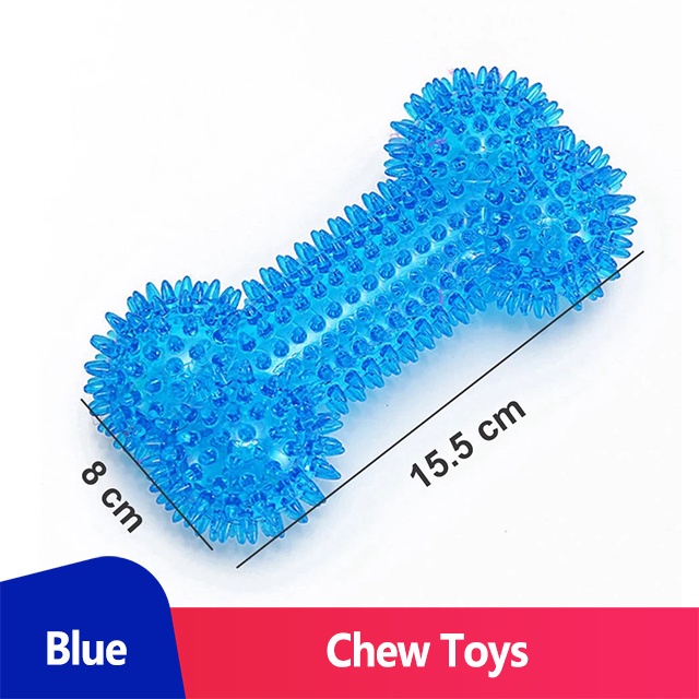 Đồ chơi chó mèo hình xương silicon - Đồ chơi gặm cho chó mèo hình xương tạ gai có kèn kêu