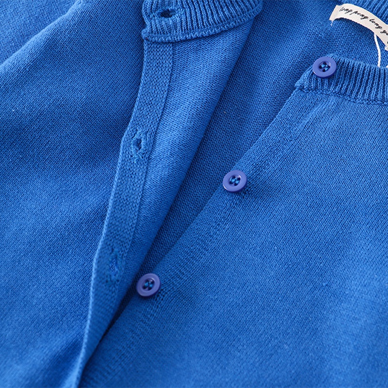 LJMOFA KIDS Áo Khoác Len Dệt Kim Mỏng Tay Dài Cổ Tròn Màu Trơn Cài Nút Thời Trang Xuân Thu Cho Bé 1-6 Tuổi